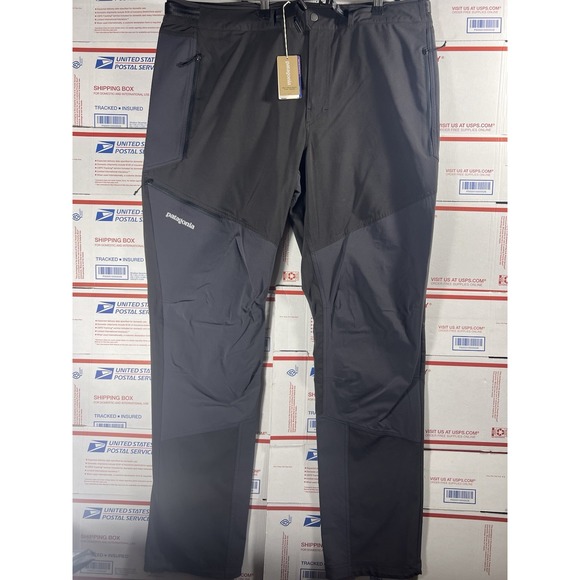 Patagonia Altvia Alpine Pants Mens 38 Slim Fit Stretch Hiking Gray NWT Black